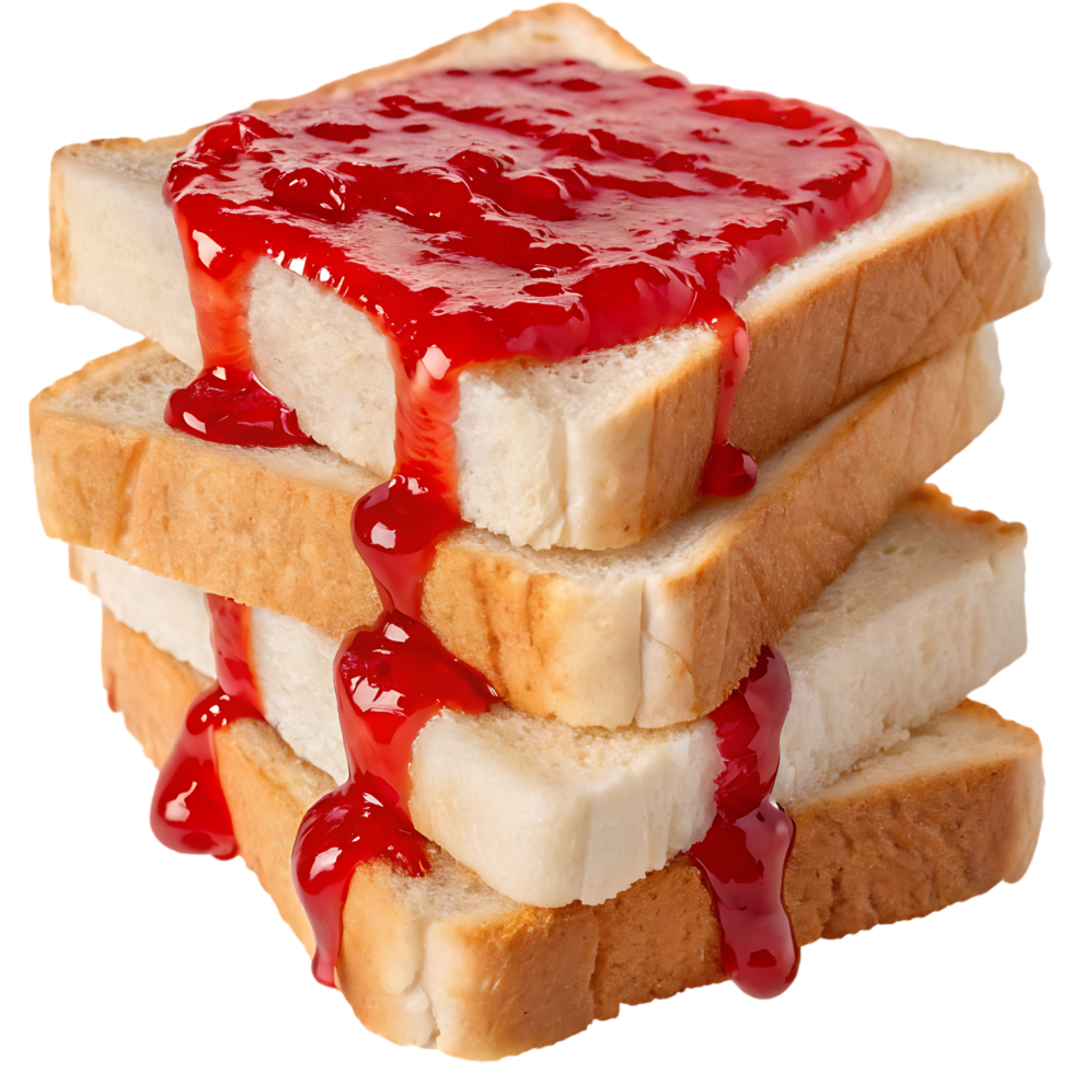 Stack of toast with strawberry jam png