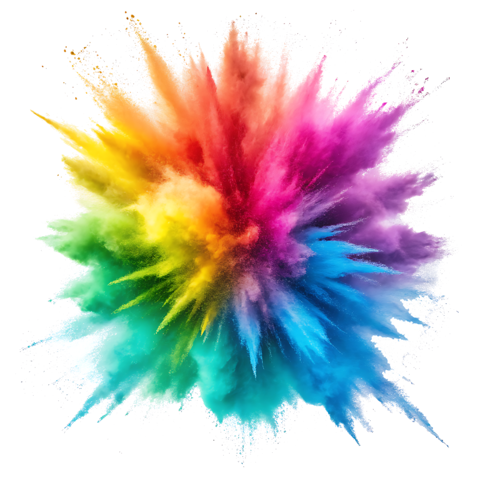 Colorful powder explosion on white background png