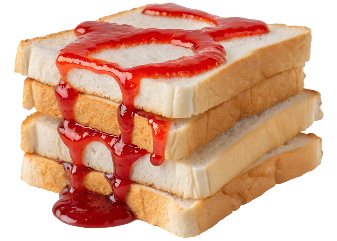 Stack of toast with strawberry jam, delicious breakfast png