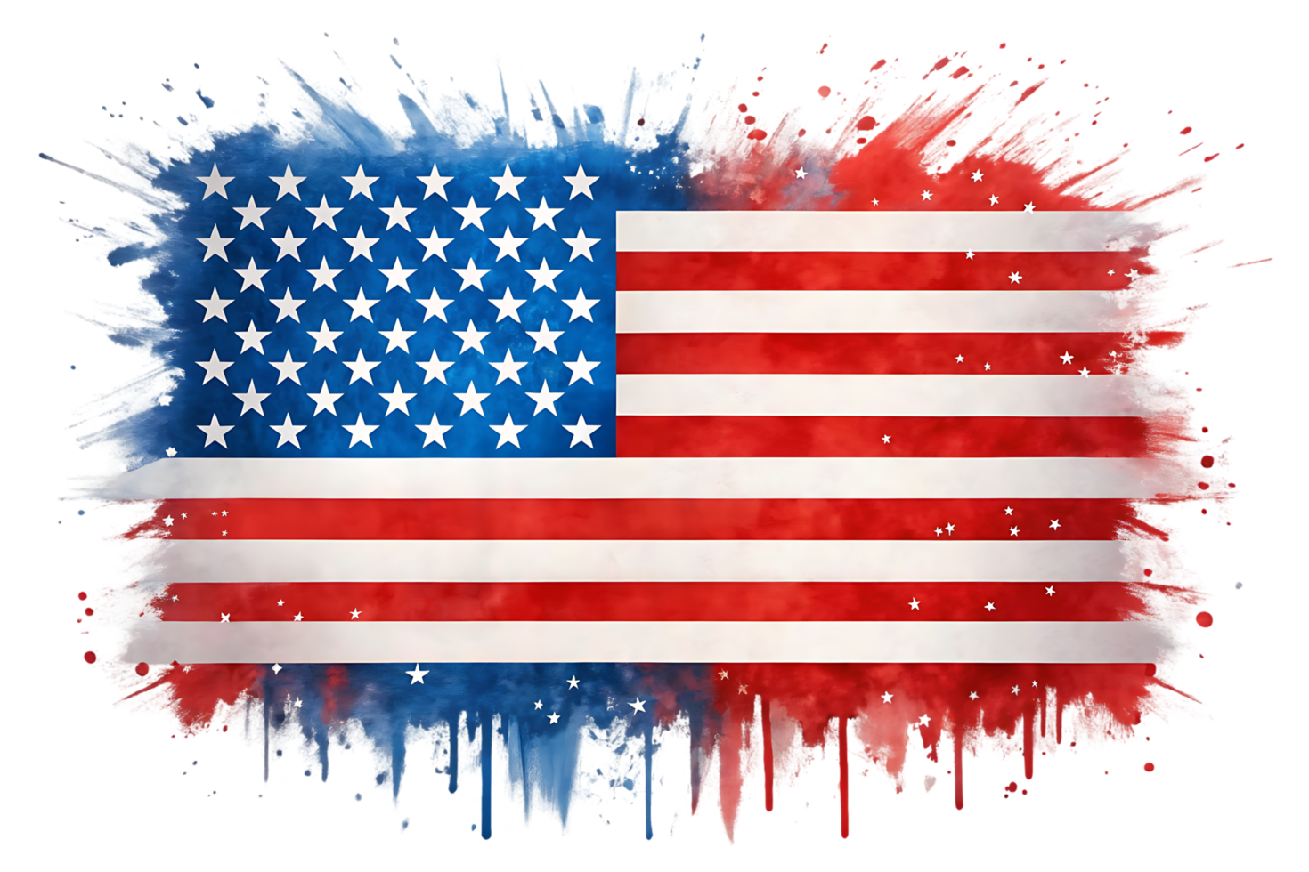 Patriotic American flag with paint splatter effect png