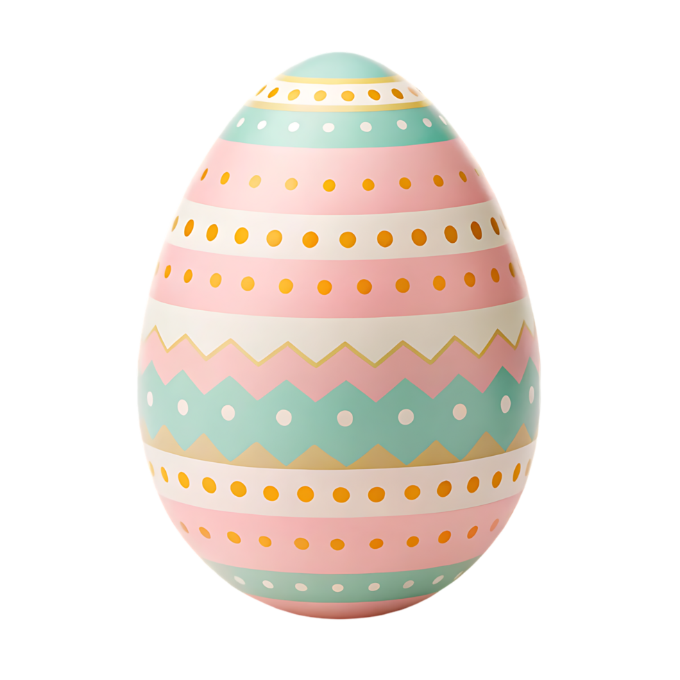Decorated Easter egg with pastel colors and patterns png
