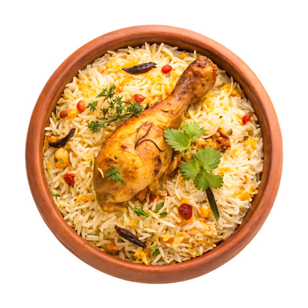 Delicious Chicken Biryani in a Clay Pot png