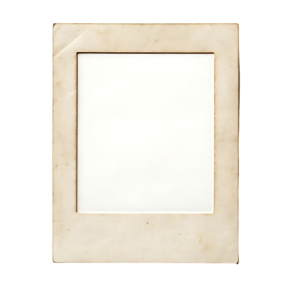 Blank vintage photo frame, aged paper texture png
