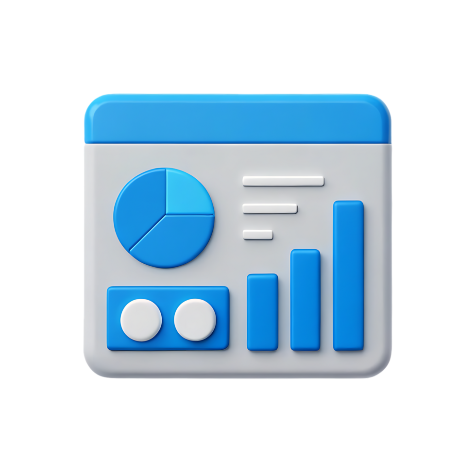 3D render of a data dashboard icon. png