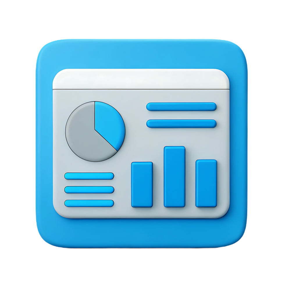 3D render of a data report app icon. png
