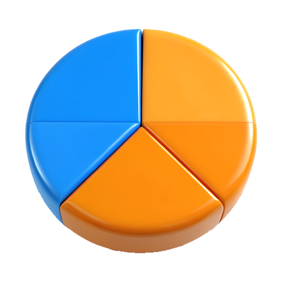 3D pie chart showing data segments. png