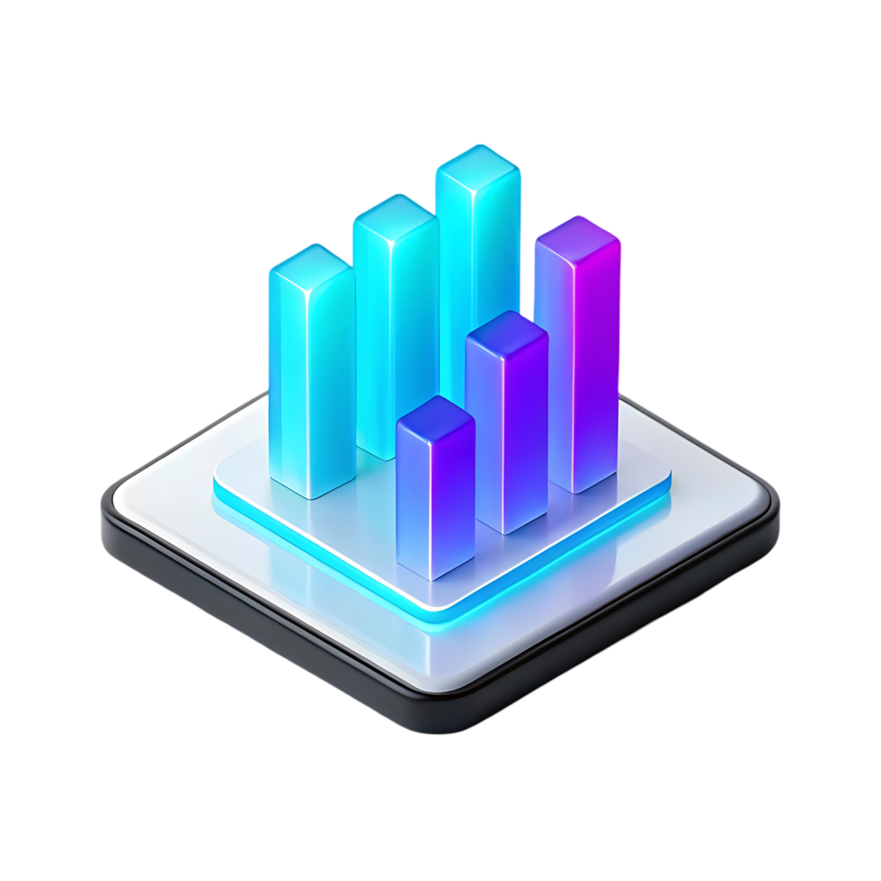 3D isometric chart showing business growth. png