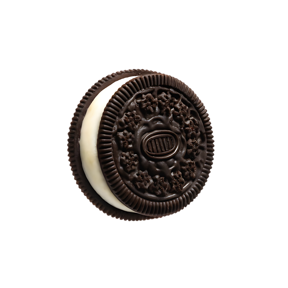 Close up of a single Oreo cookie. png