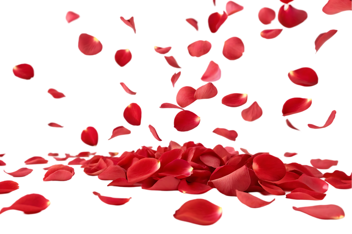Red rose petals falling on a black background. Romantic, beautiful, and elegant. png