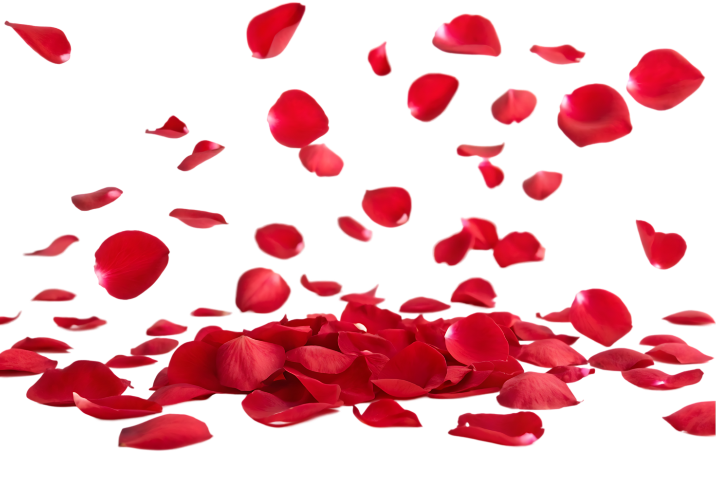 Falling red rose petals on black background png
