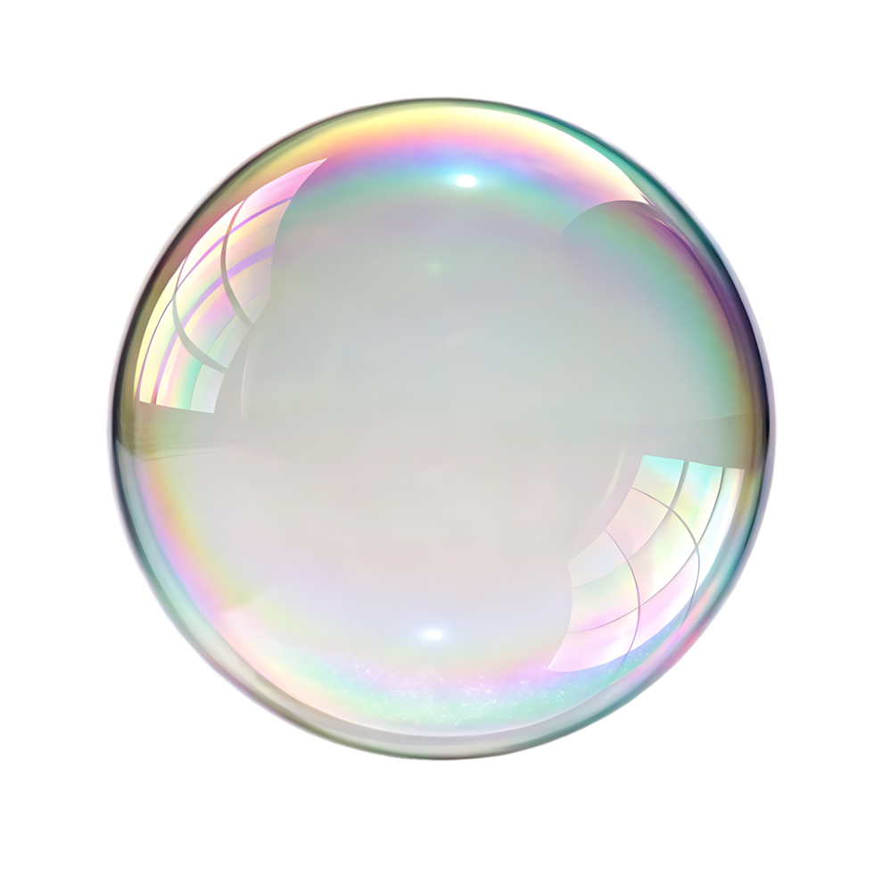Iridescent soap bubble isolated on black background png