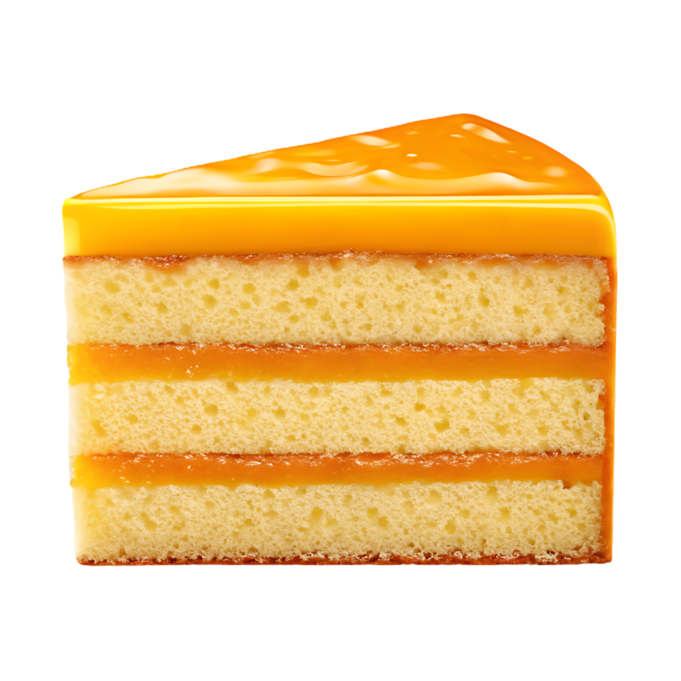 Delicious slice of layered orange cake png