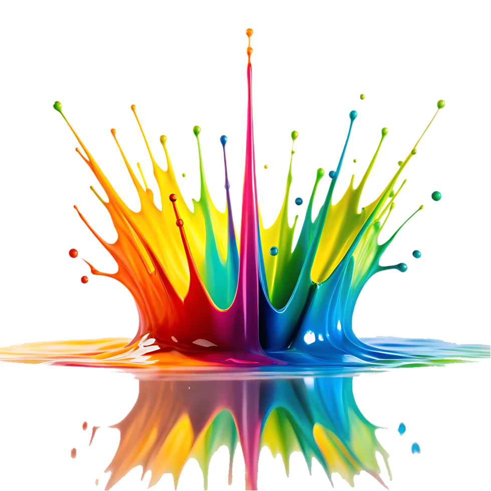 Vibrant rainbow paint splash explosion png