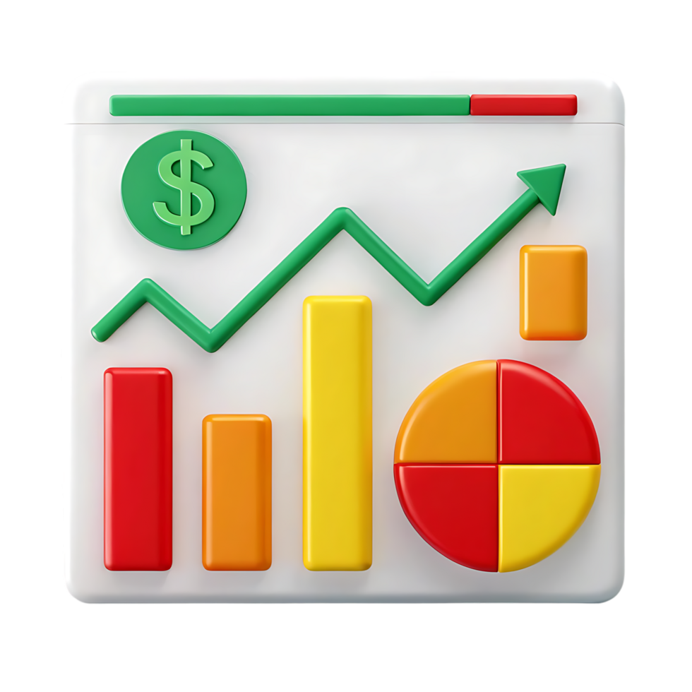 3D colorful financial growth chart icon png