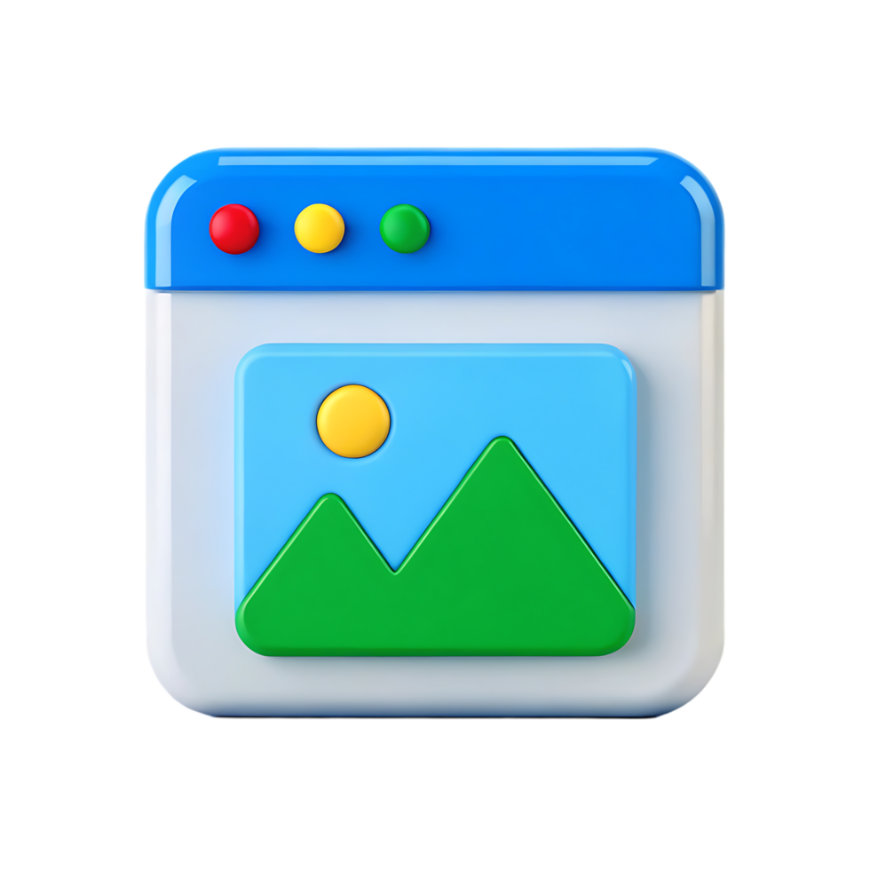 3D cartoon browser window icon, website, internet, online png