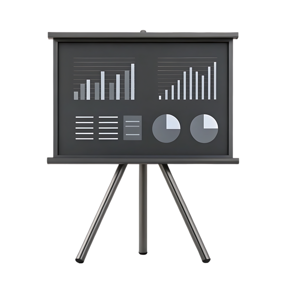 Presentation board with charts, graphs png