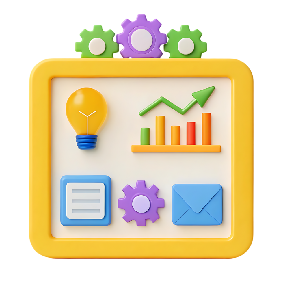 3D illustration of a project management dashboard. png