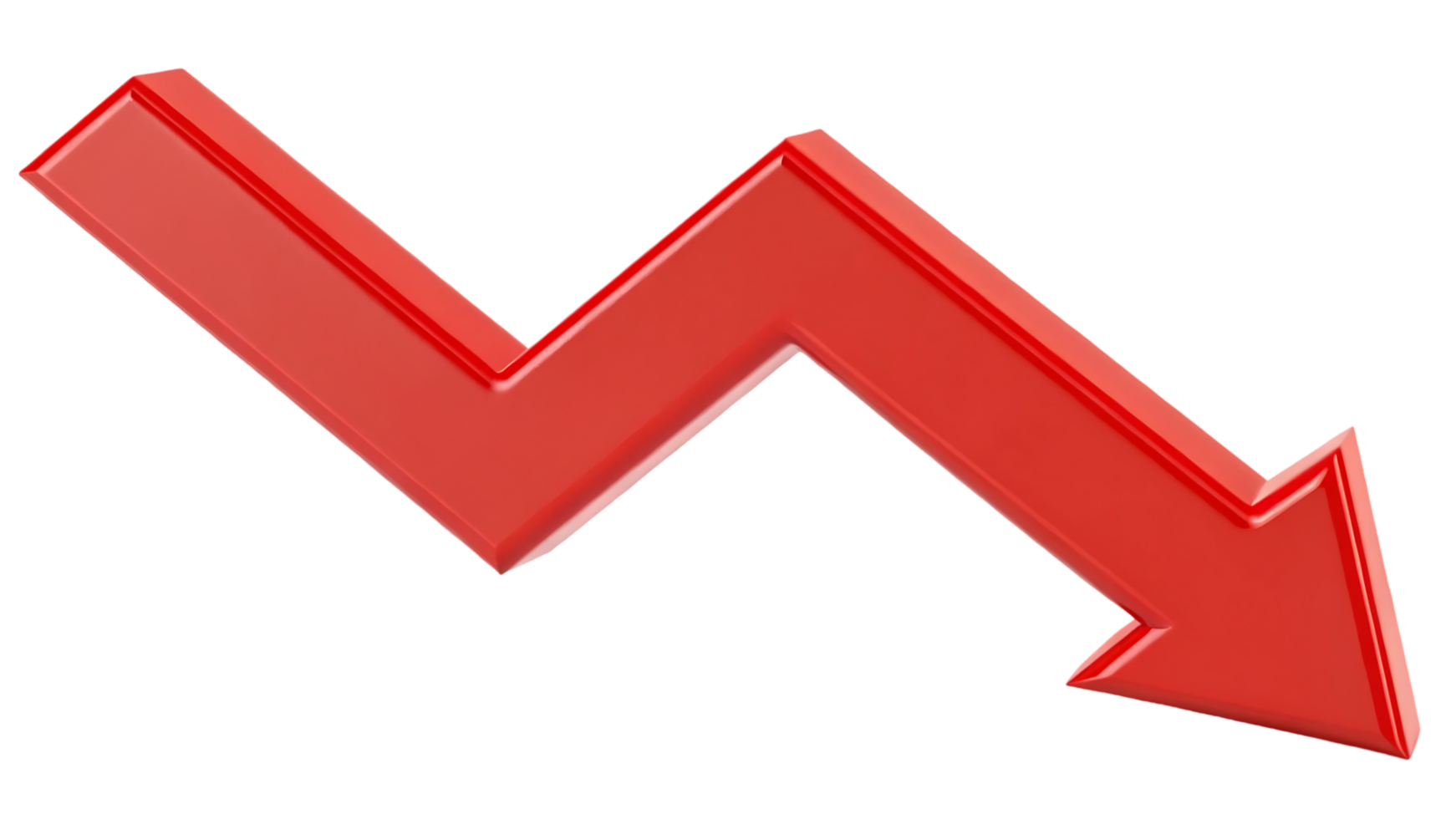 Red arrow pointing down, indicating a decrease or decline. png