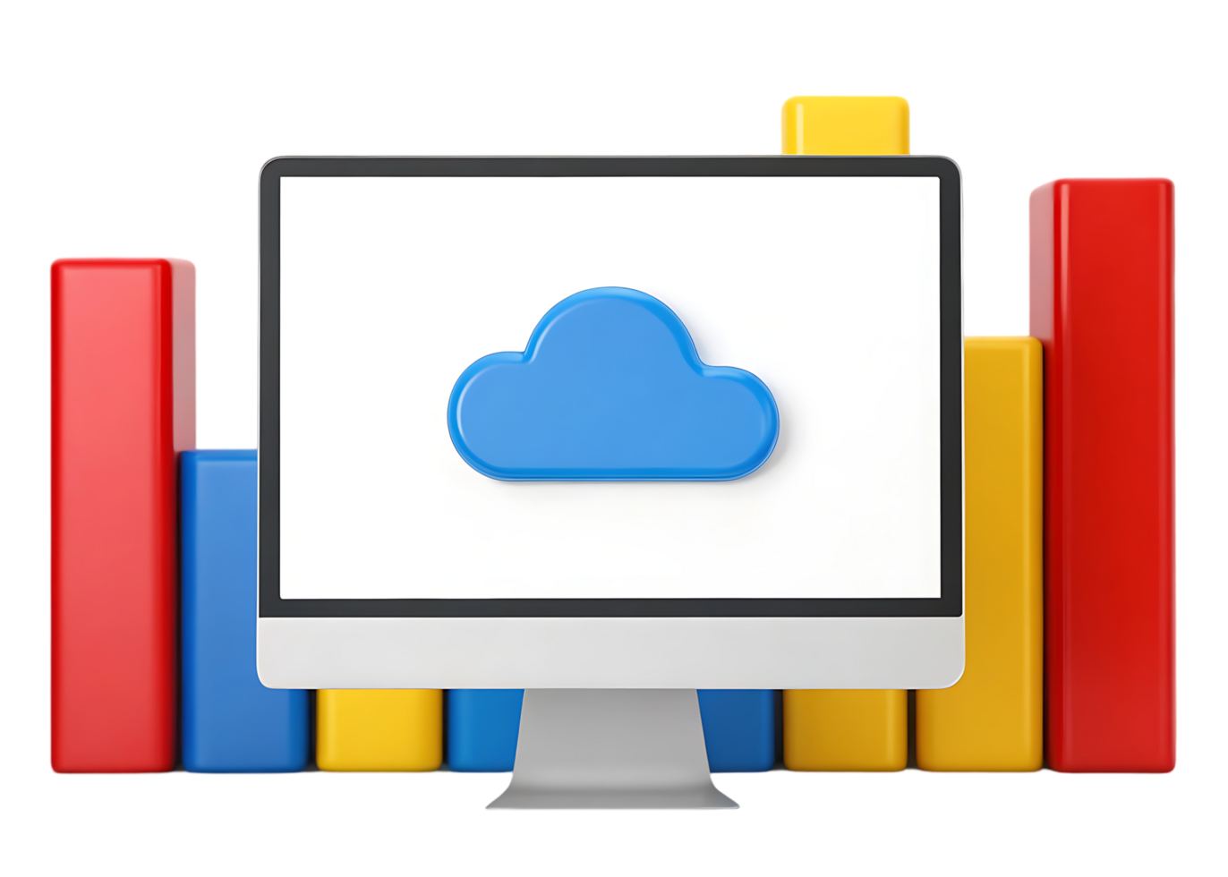 Cloud computing data analysis, 3D illustration png