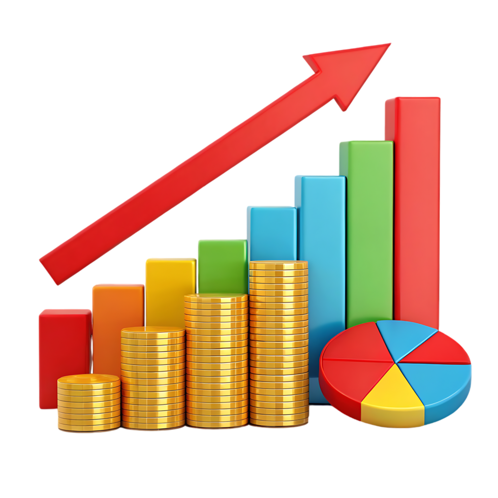 Financial growth, success, and investment concept. png