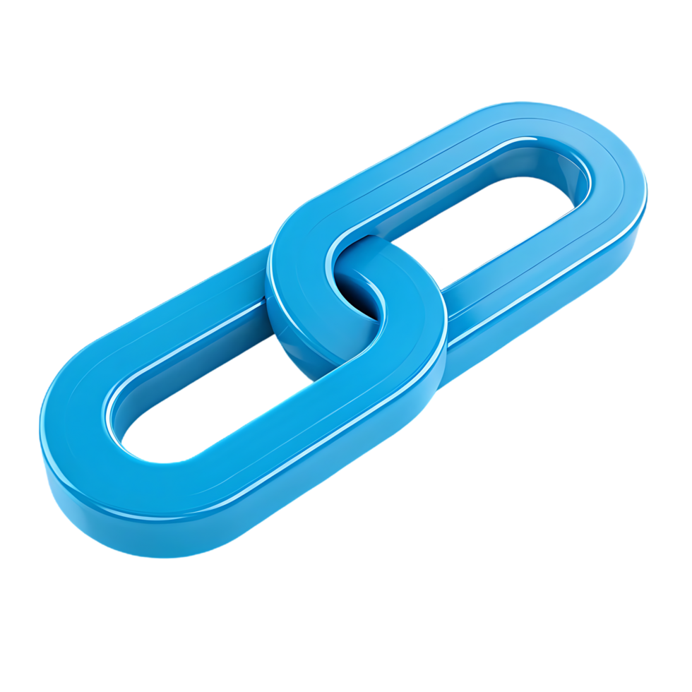 3D render of a blue link chain icon. png