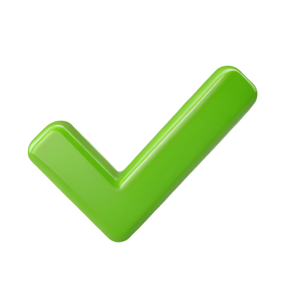 Glossy green checkmark, approval symbol png