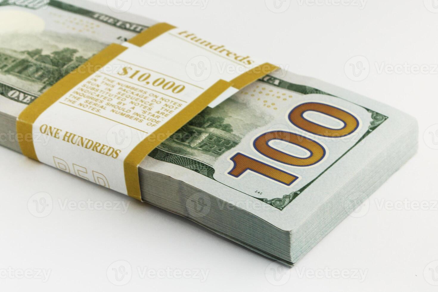 Stack of US hundred dollar bills, Bundle of Banknotes photo