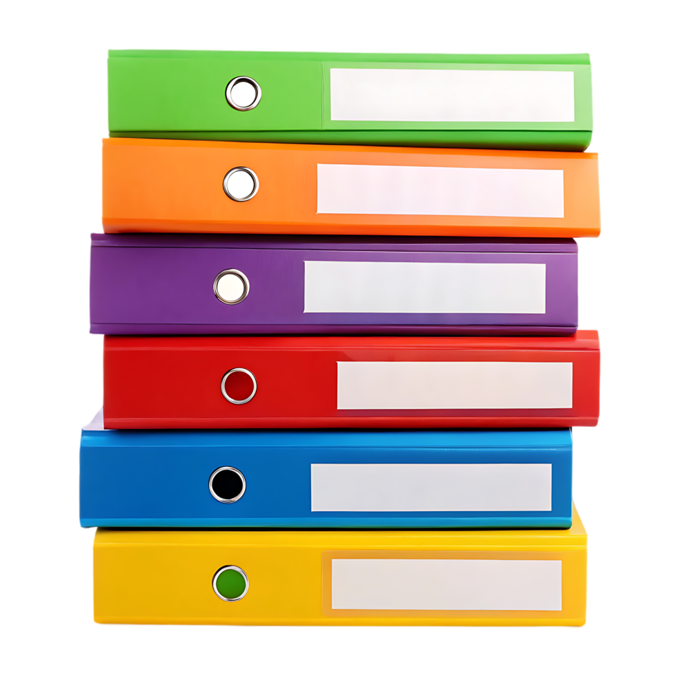 Stack of colorful office folders. png