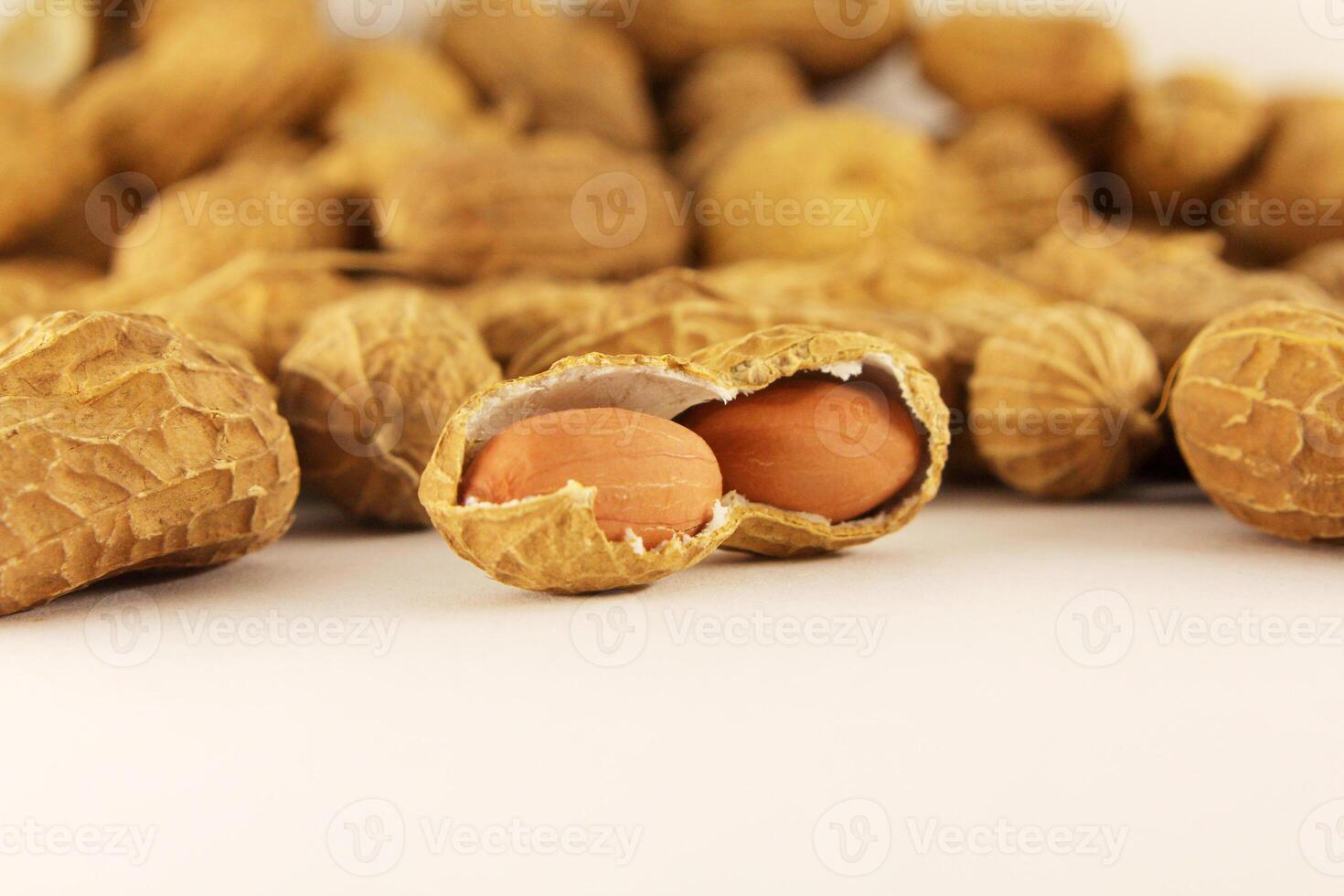 Close View of Fresh Peanuts in Split Shells photo