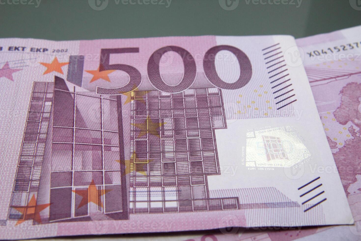 Five Hundred Euro Banknote in Close-Up on a Dark Background photo