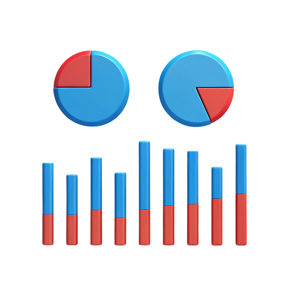 3D charts and graphs, business data visualization png