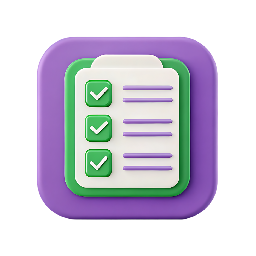 3D checklist app icon, task management, to do list png