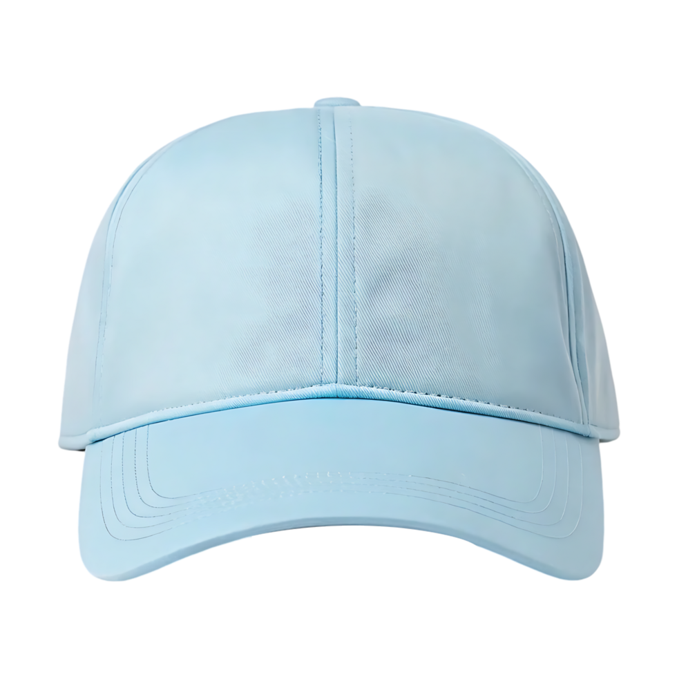 Light blue baseball cap, plain, simple design. png