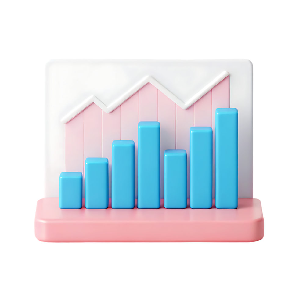3D render of a growing bar chart, business growth concept. png