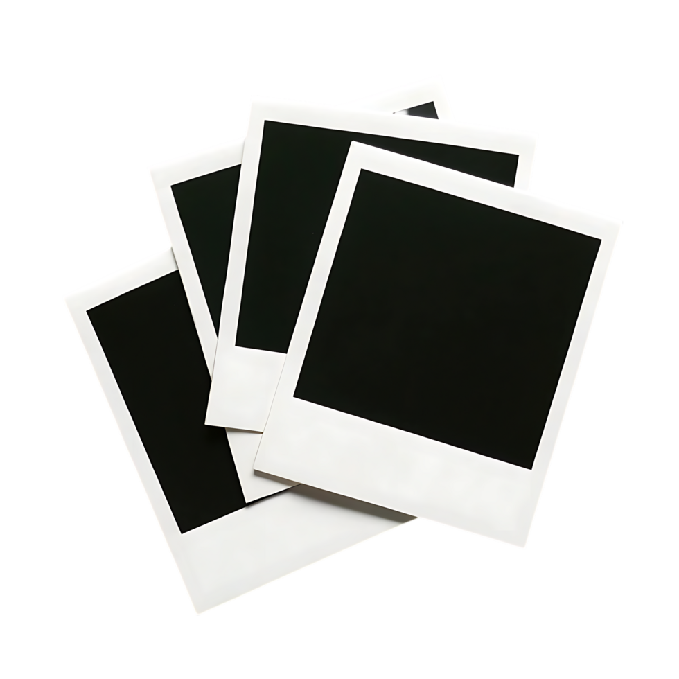 Stack of blank instant photos. Perfect for memories, design, or mockups. png