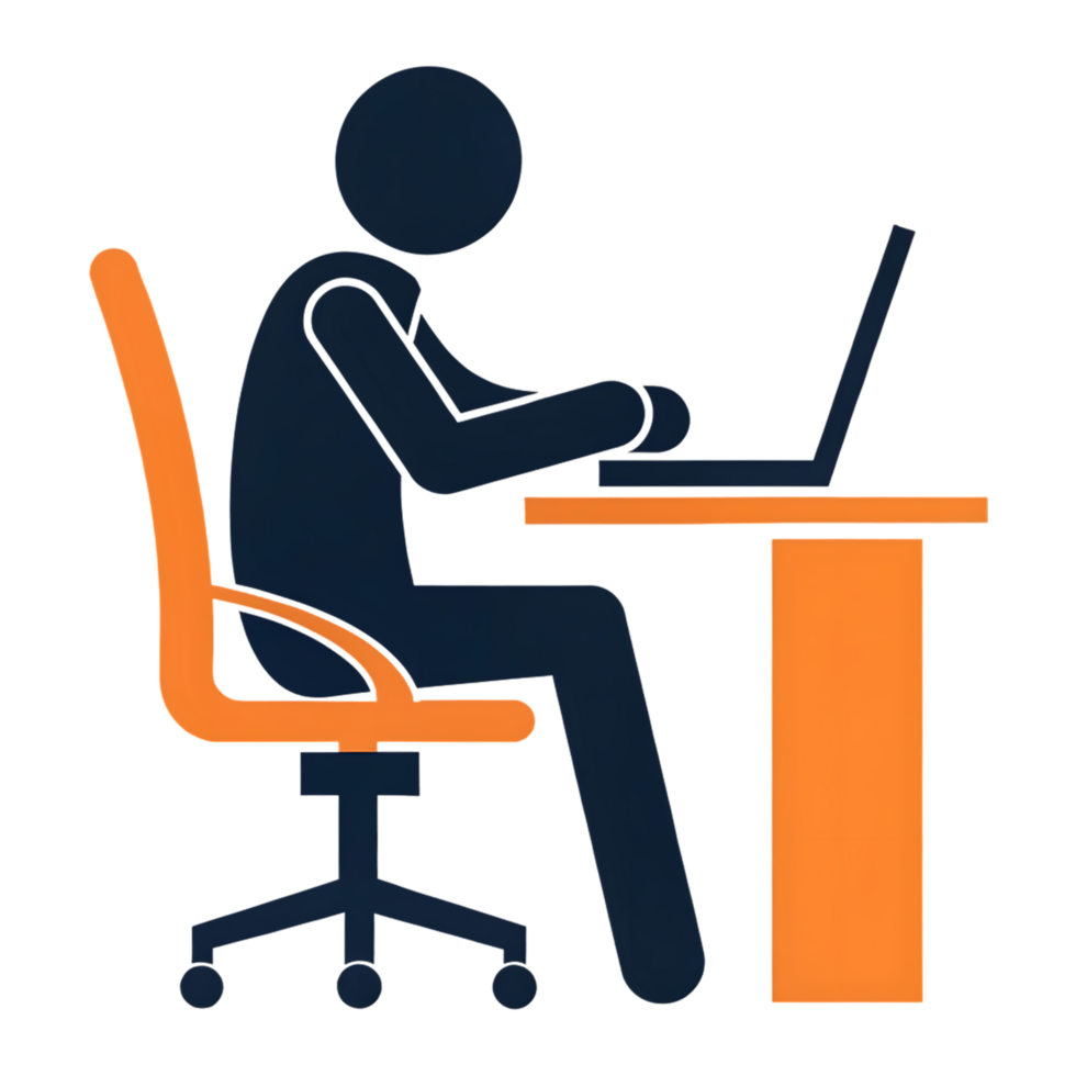 Person working on laptop at desk png