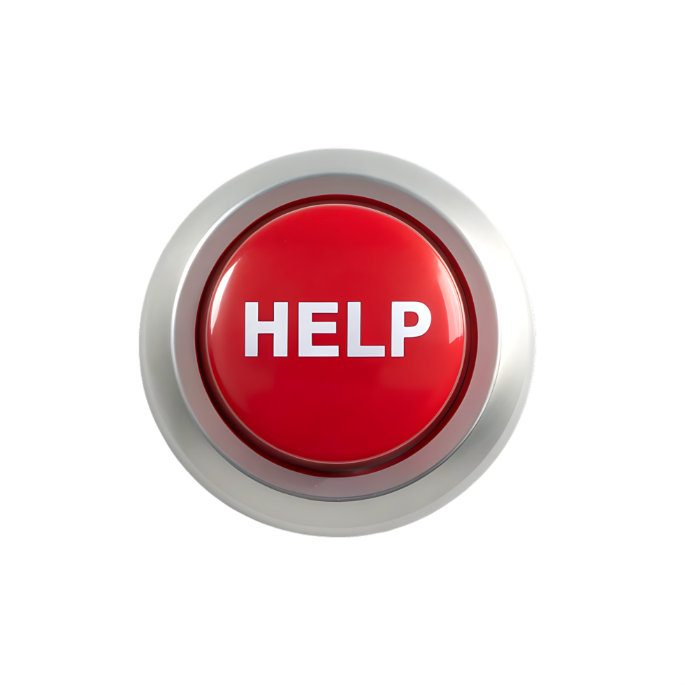 Red help button, emergency, support, assistance, png