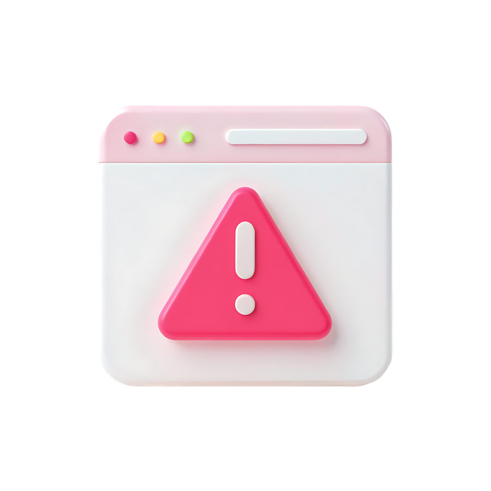 Pink website error alert 3D icon png