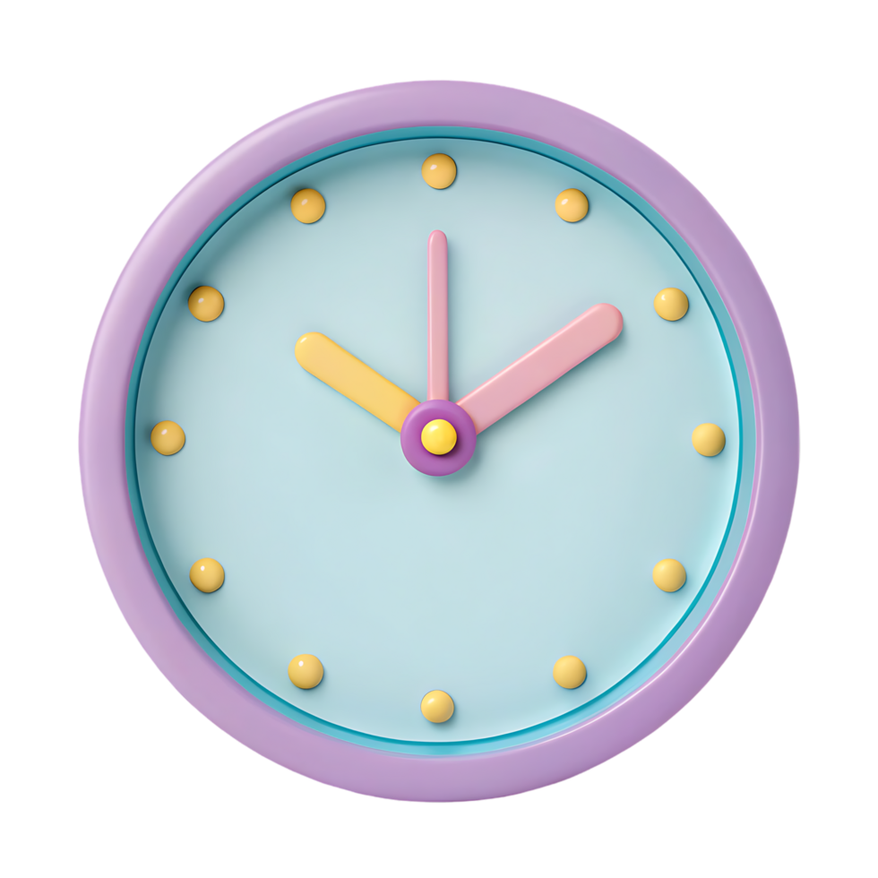 Pastel colored clock showing the time. png