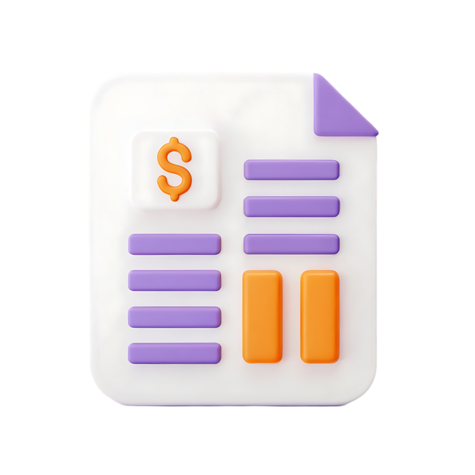 3D render of a financial report icon. png