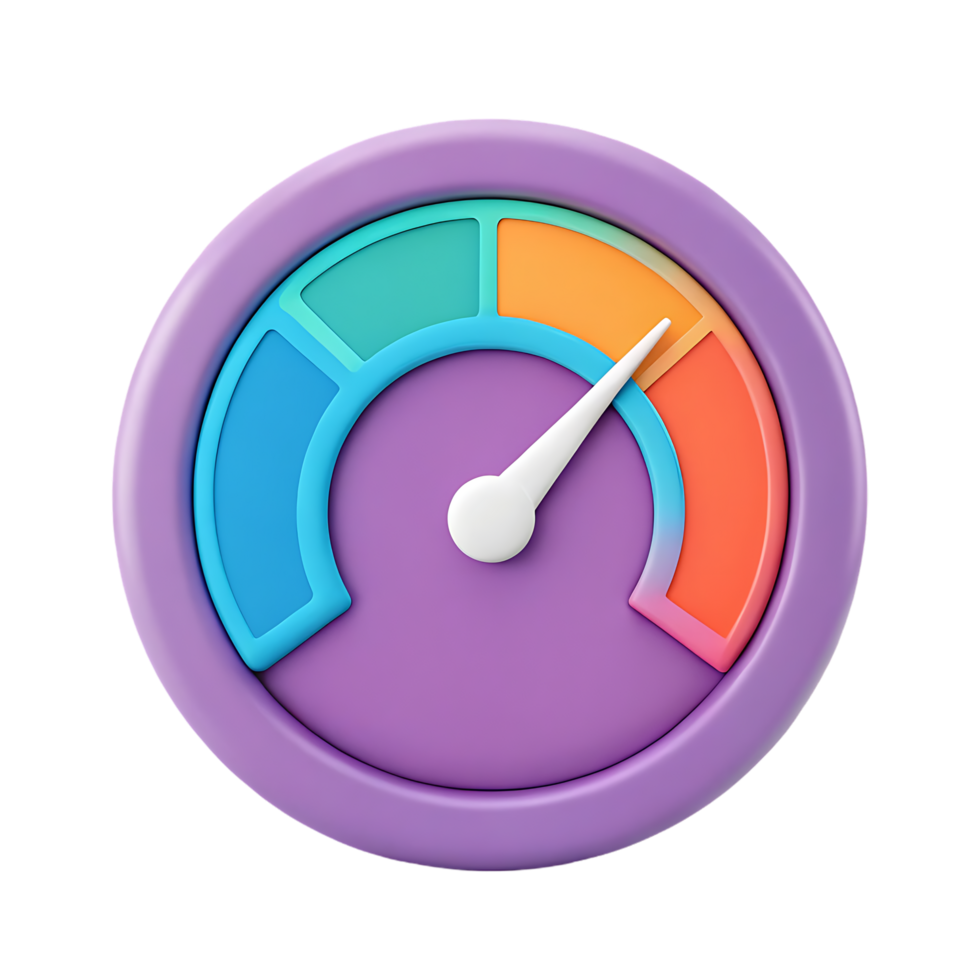 Colorful 3D speedometer icon, performance, speed, progress png