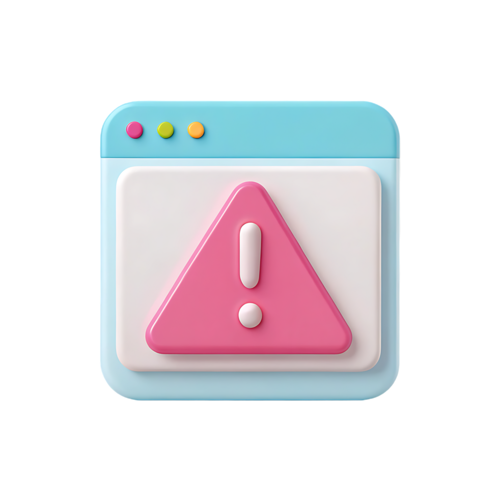 3D render of a website error alert icon. png