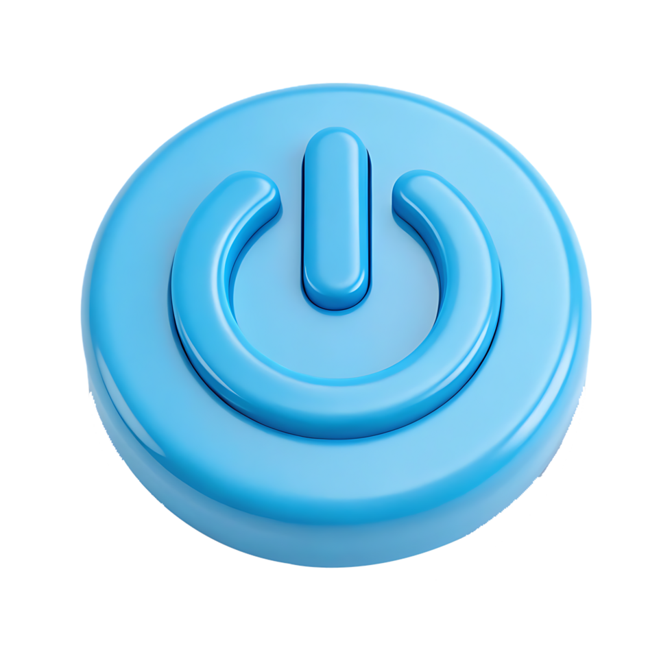3D render of a blue power button. png