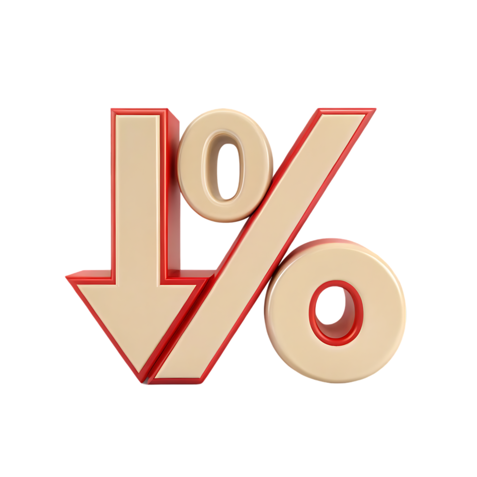 One par sent down arrow, beige and red 3D render png