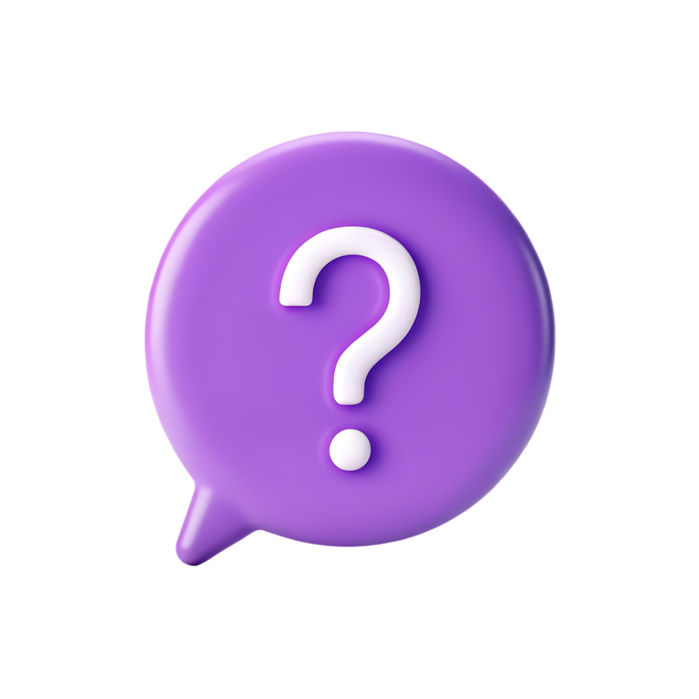 Purple speech bubble with a question mark. png