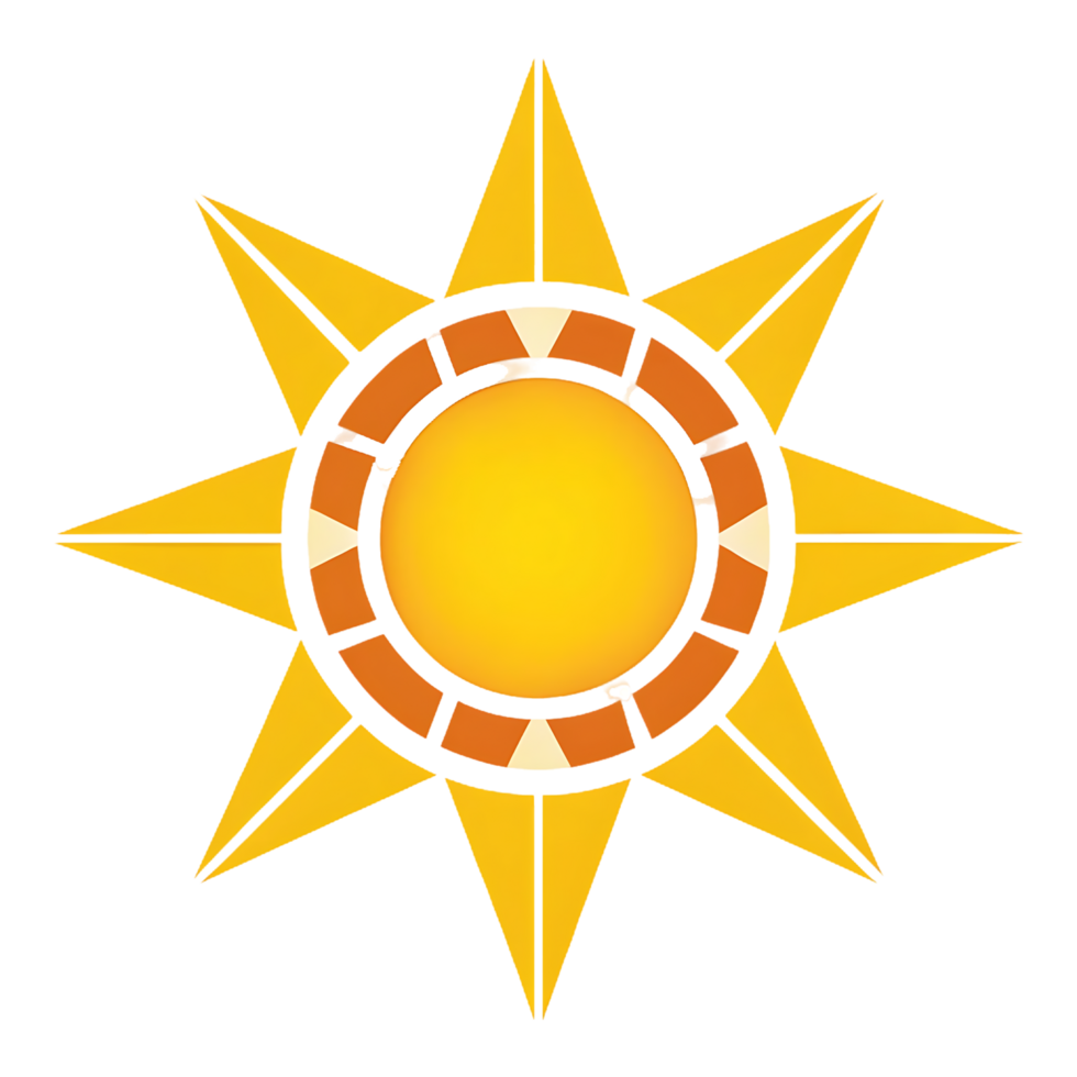 Abstract sunburst design, bright yellow and orange. png