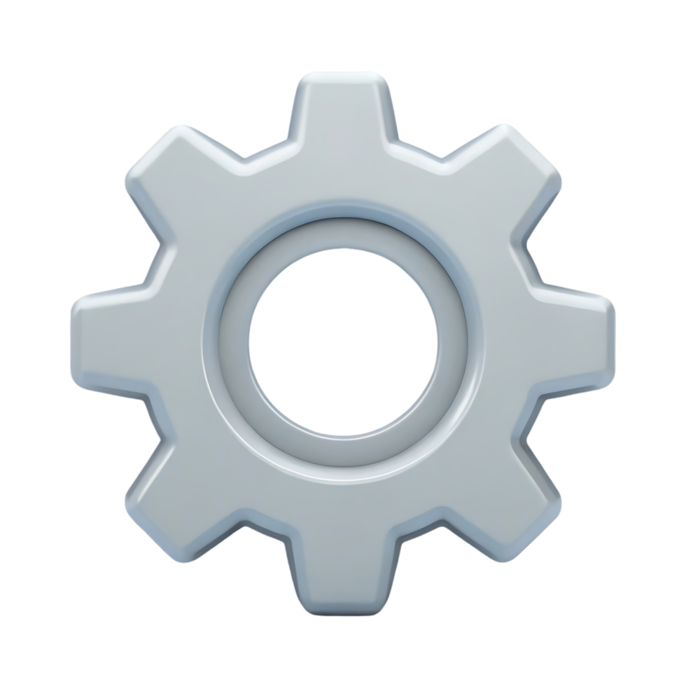 Grey gear icon, settings, mechanism, engineering png