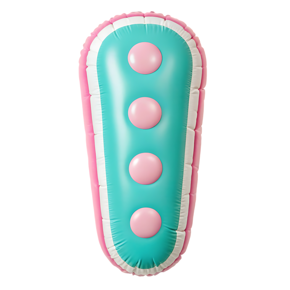 Inflatable exclamation mark, teal and pink. png