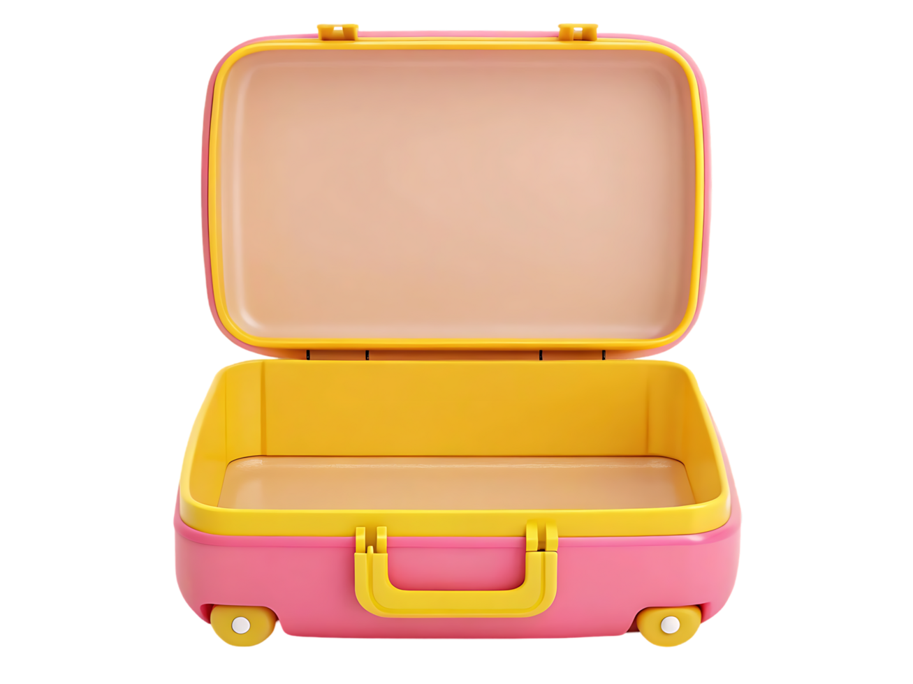 Empty pink suitcase ready for travel adventures. png