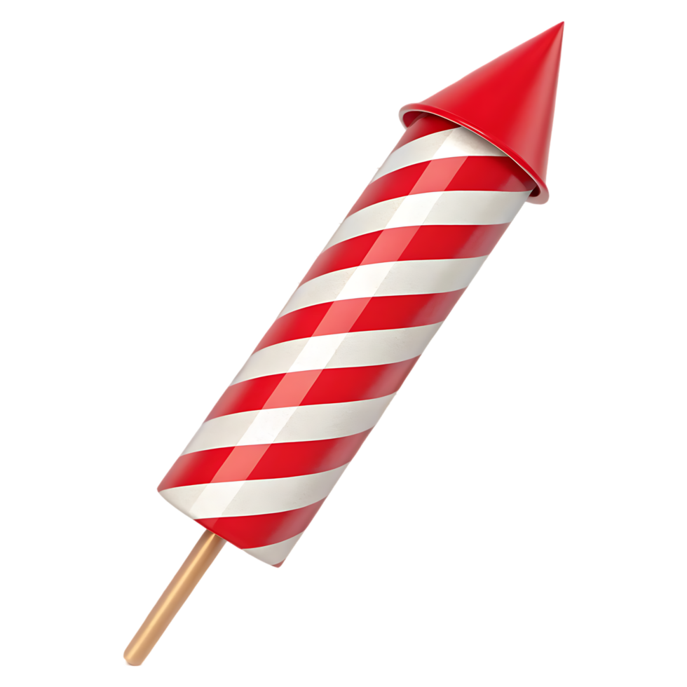 Red and white striped firework rocket. png